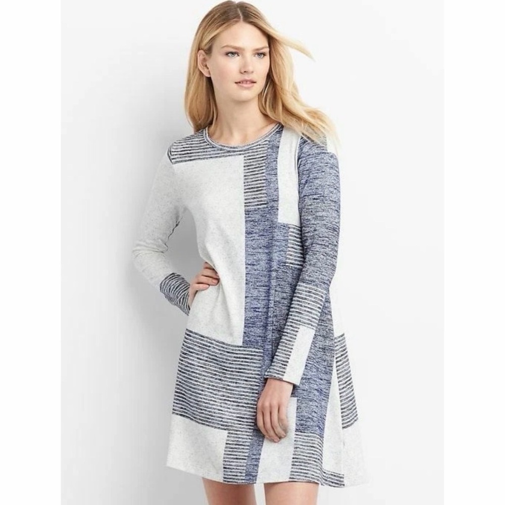 GAP Long Sleeve Colorblock Swing Dress Size M Tall